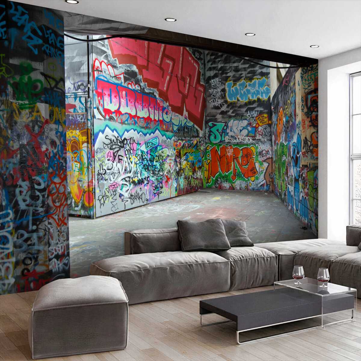 Fototapeta przejście podziemne na rysunkach graffiti