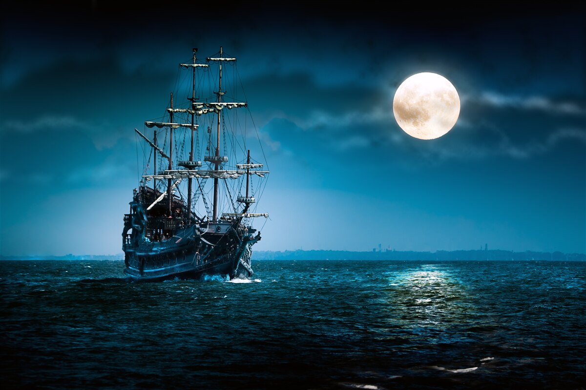 Fototapeta stary statek zakotwiczył
