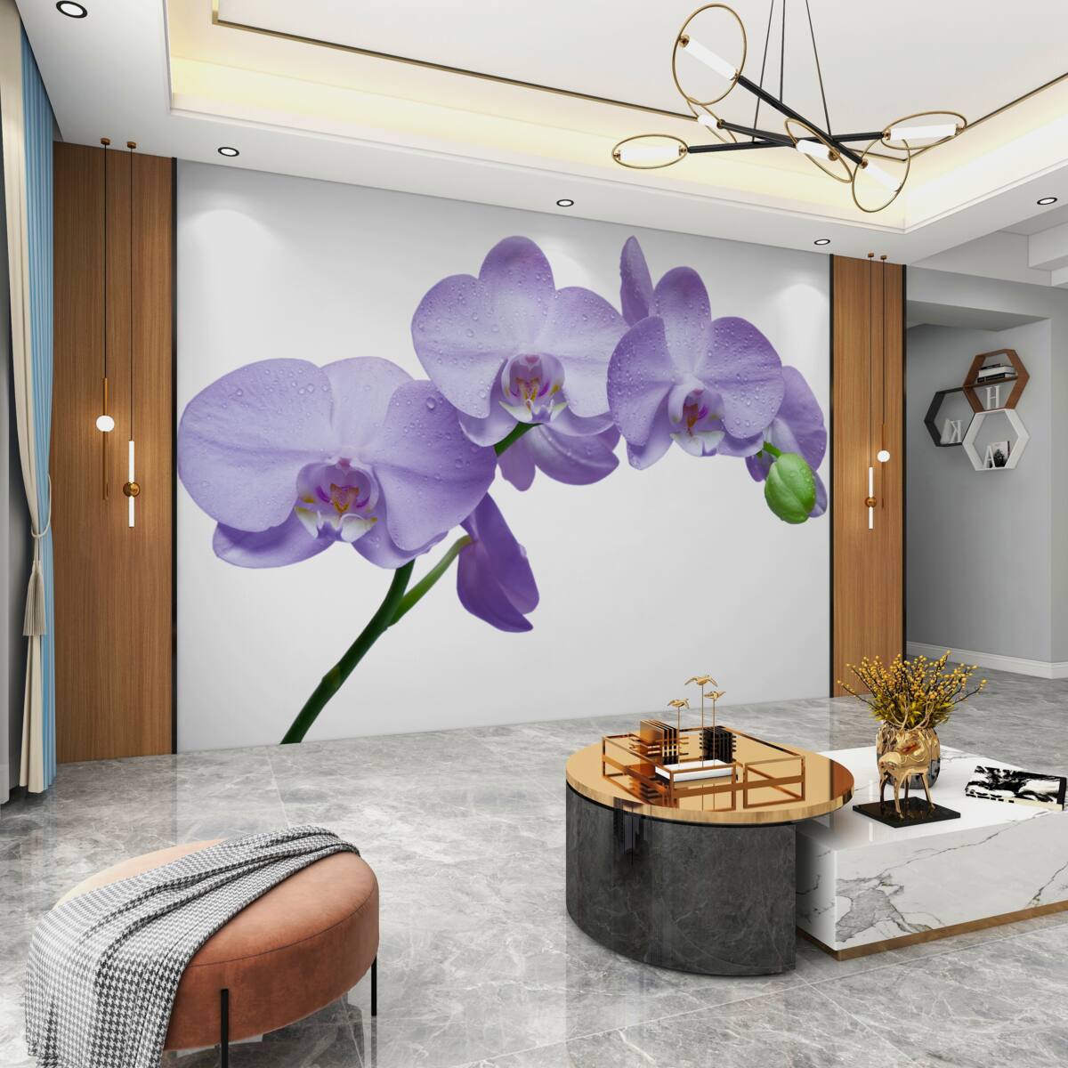 Fototapeta samotna gałąź jasnofioletowej orchidei