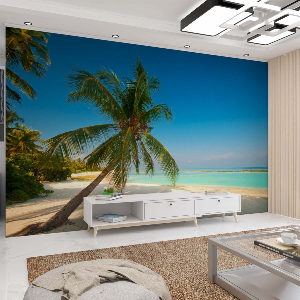 Fototapeta hamak pod palmą na tropikalnej plaży