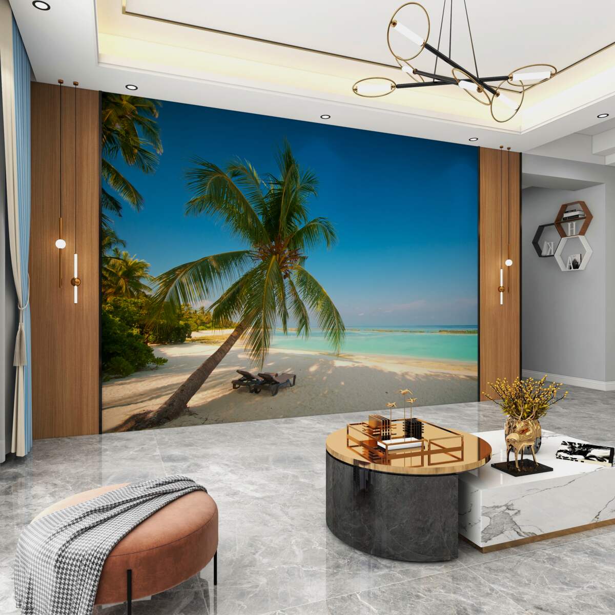 Fototapeta hamak pod palmą na tropikalnej plaży