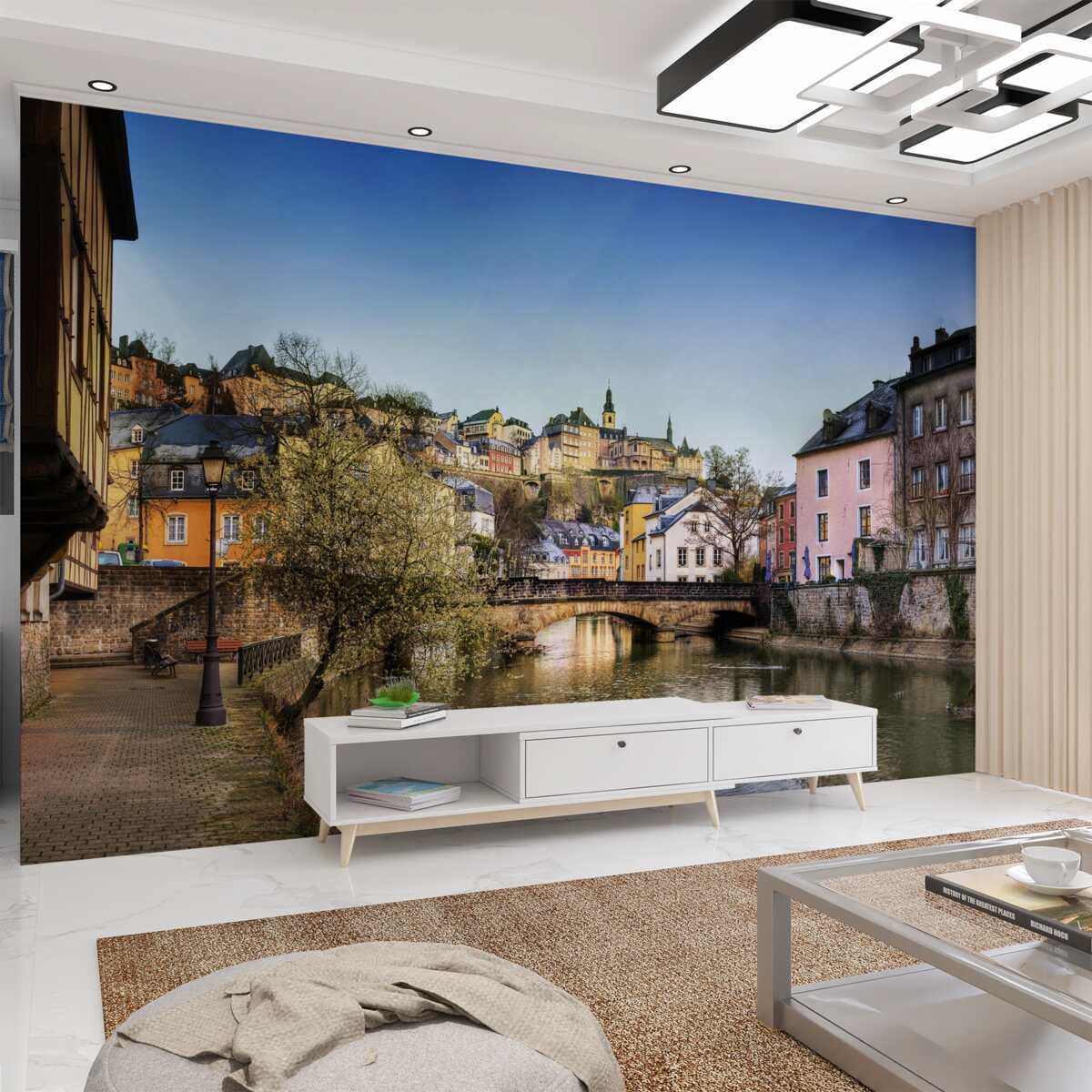 Fototapeta most do starego miasta po drugiej stronie rzeki