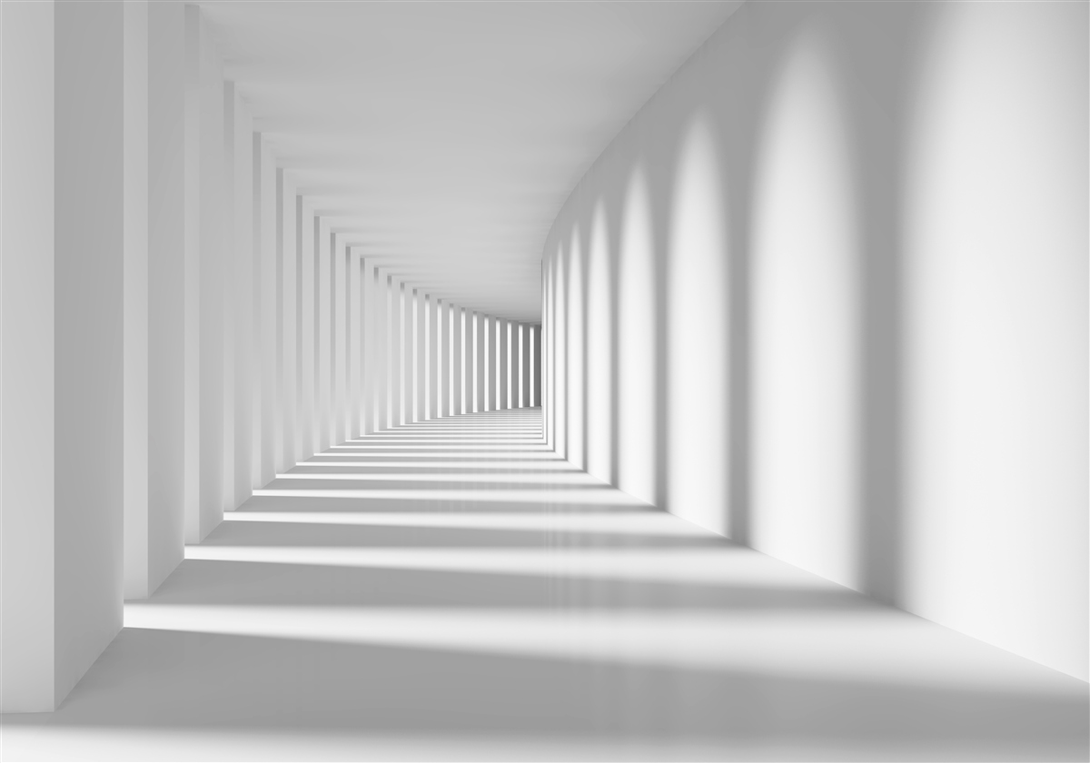 Fototapeta tunel z okrągłymi łukami w jasnych kolorach
