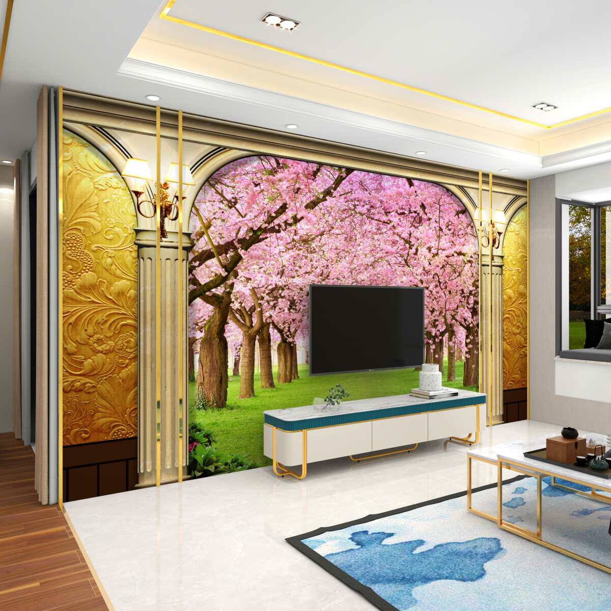 Fototapeta łuk z dostępem do alei Sakura