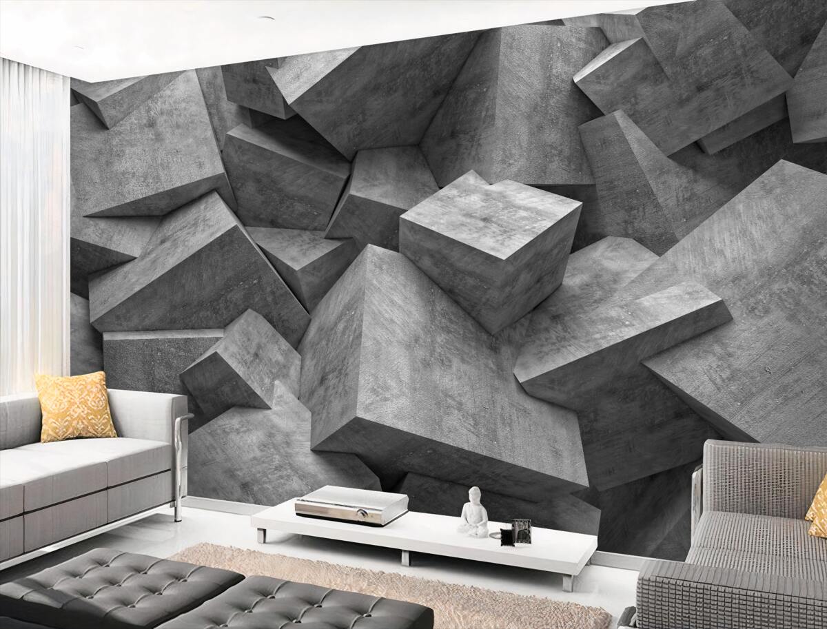 Fototapeta szare wolumetryczne kształty geometryczne