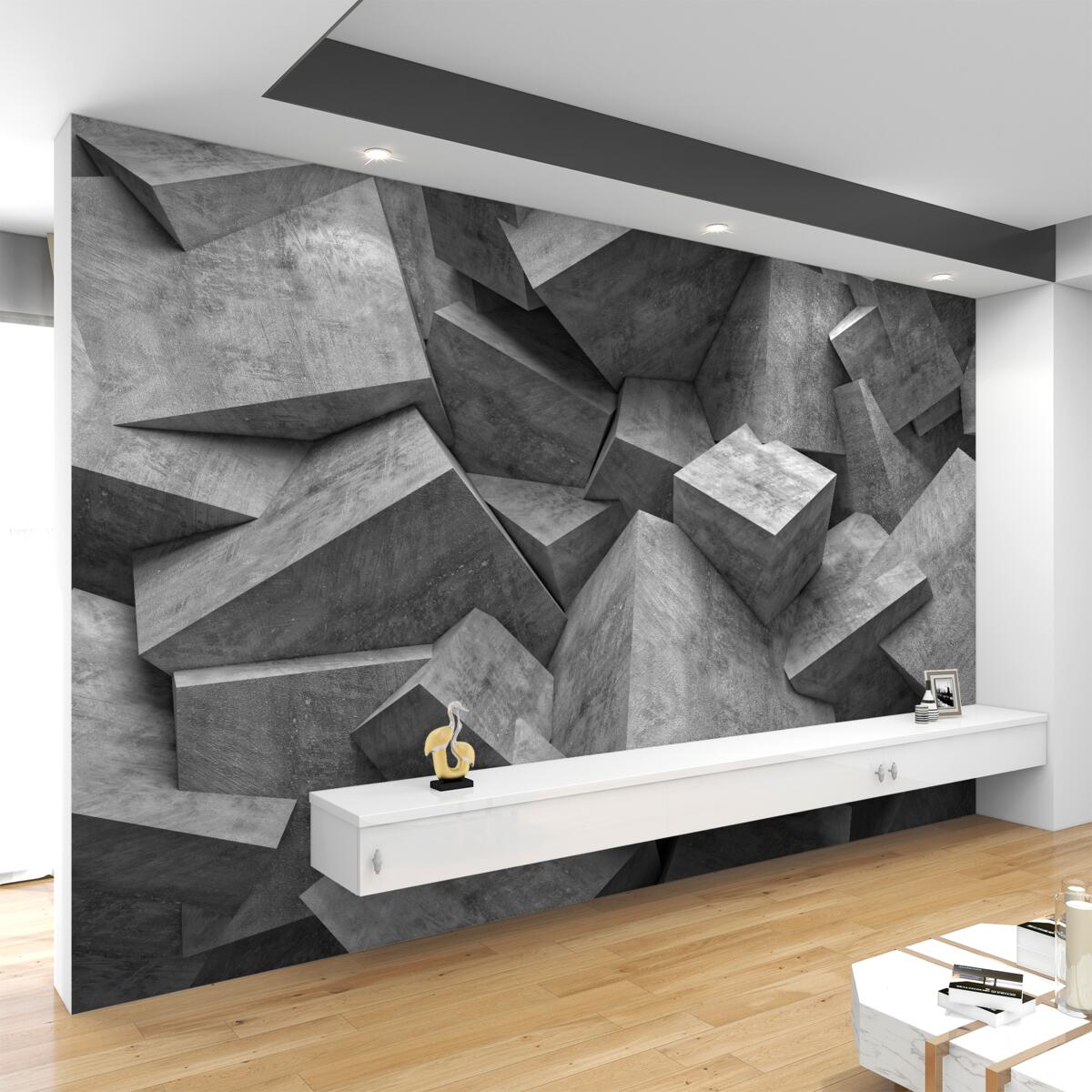 Fototapeta szare wolumetryczne kształty geometryczne