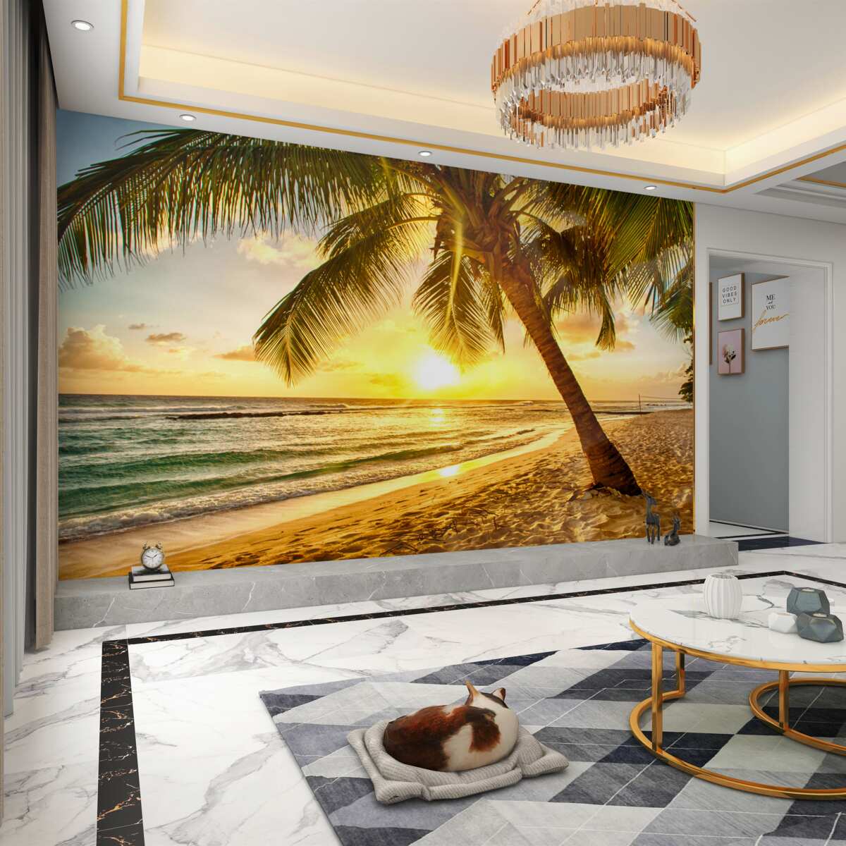Fototapeta piękny zachód słońca na plaży