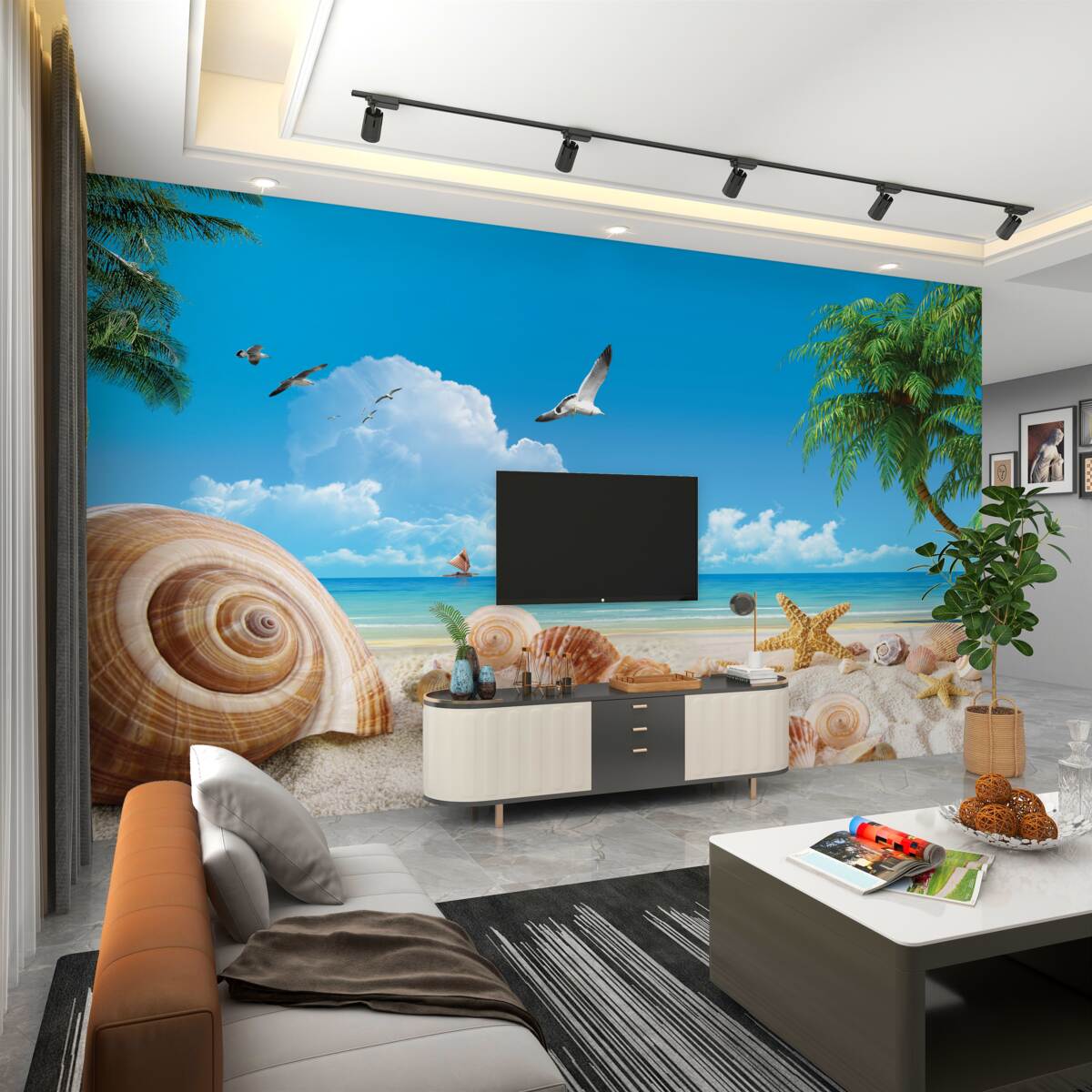 Fototapeta plaża z muszlami i rozgwiazdami
