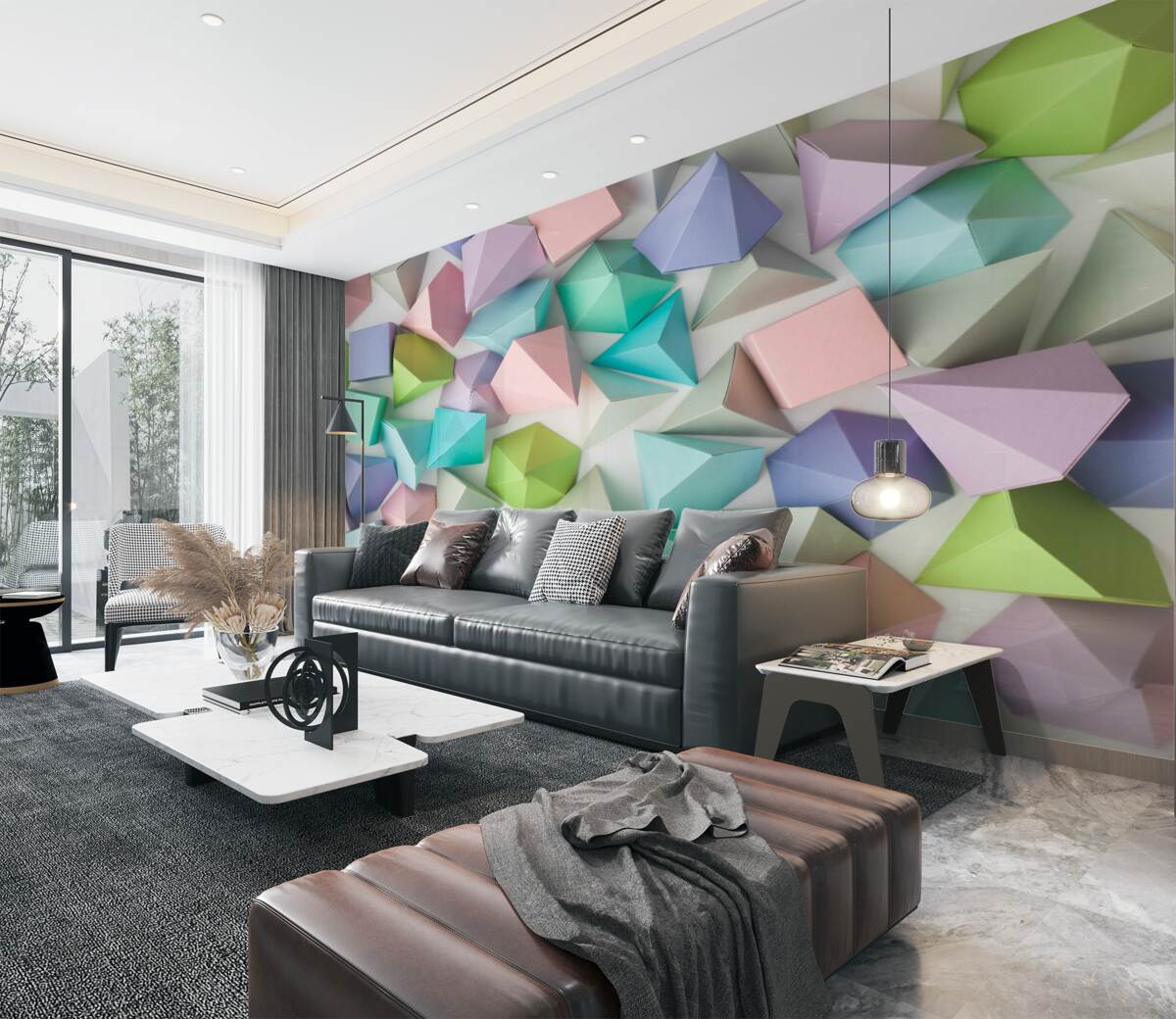 Fototapeta wielokolorowe geometryczne figury wolumetryczne
