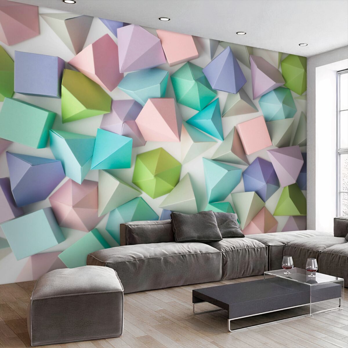 Fototapeta wielokolorowe geometryczne figury wolumetryczne