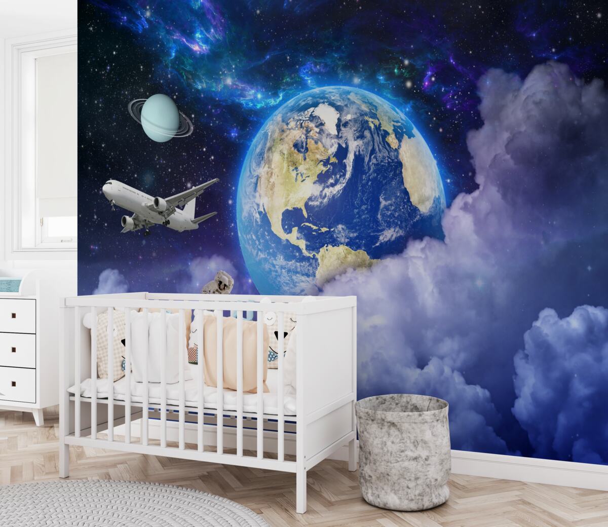 Fototapeta Samolot i astronauta w kosmosie