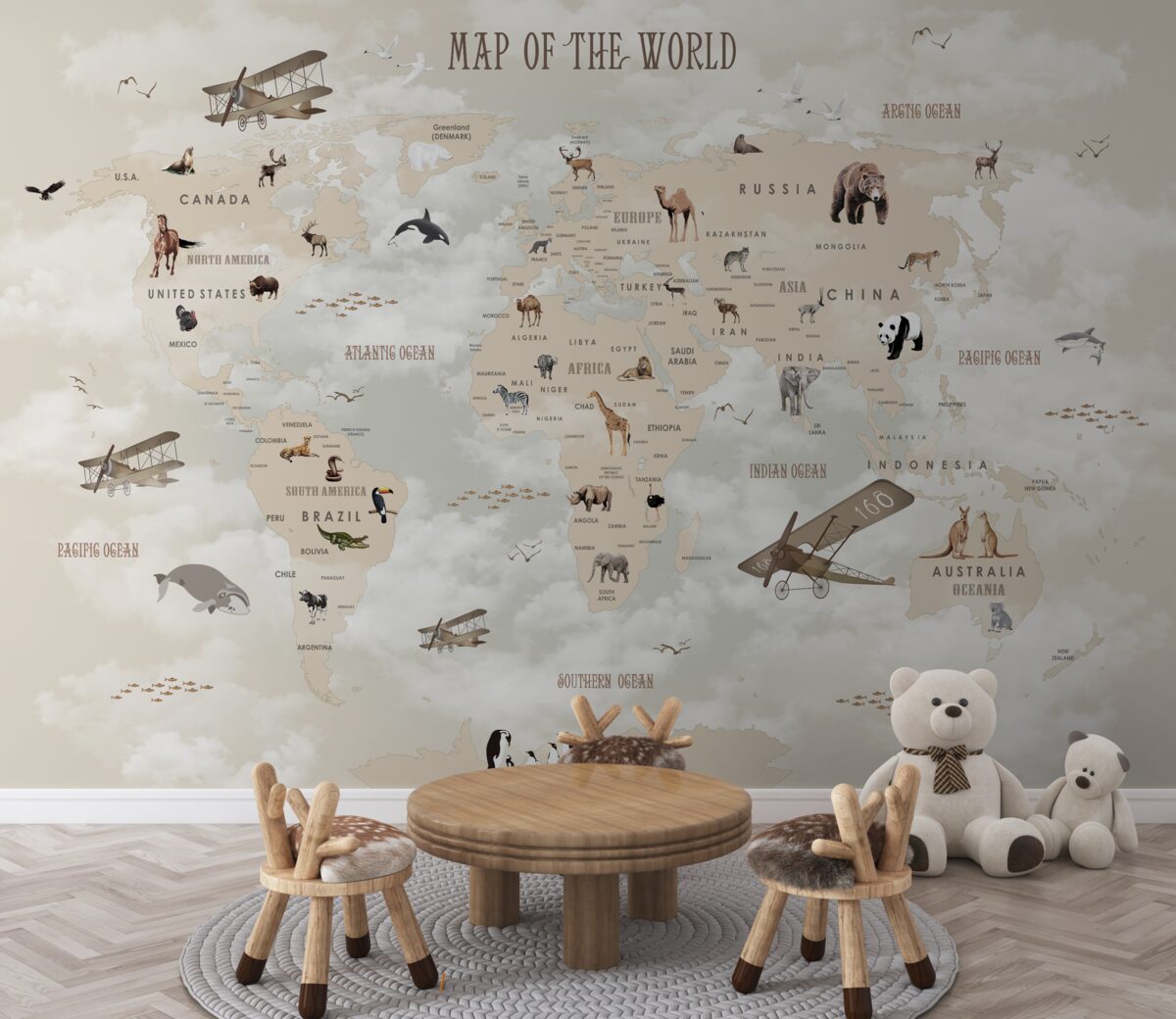 Fototapeta Mapa świata w odcieniach brązu