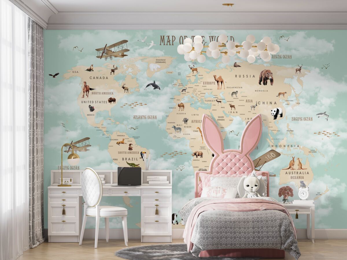 Fototapeta Mapa świata na zielonym tle