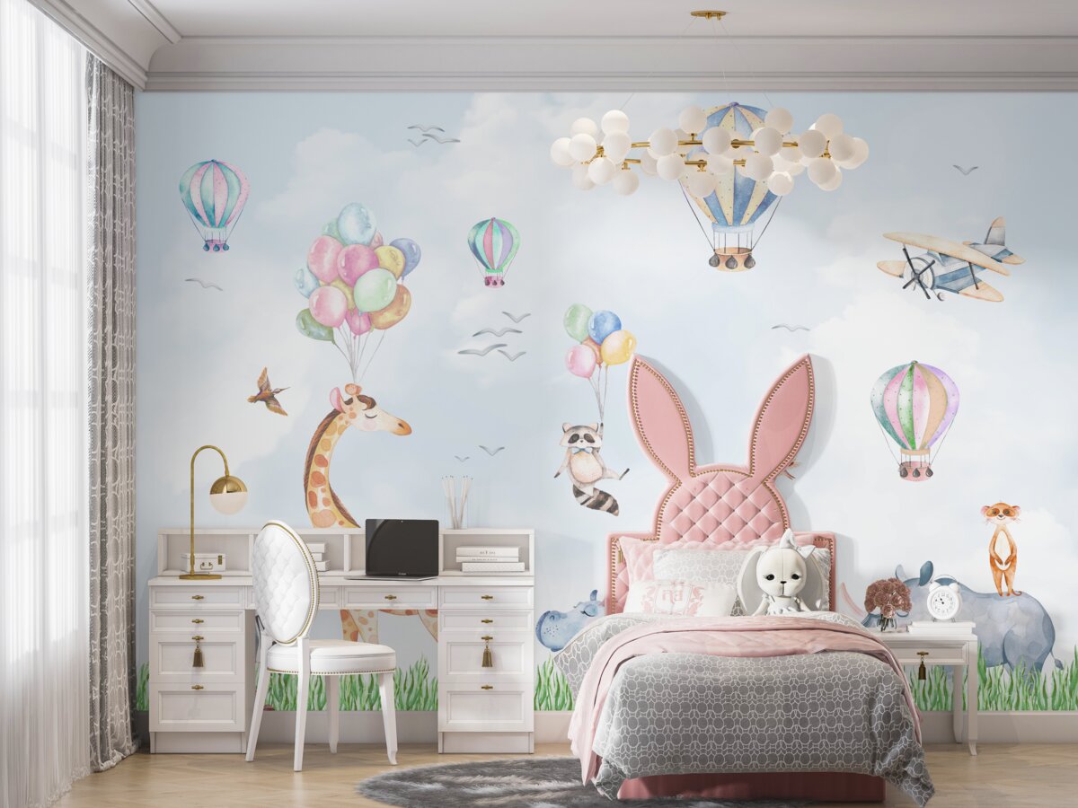 Fototapeta Zwierzęta spacerują wśród balonów