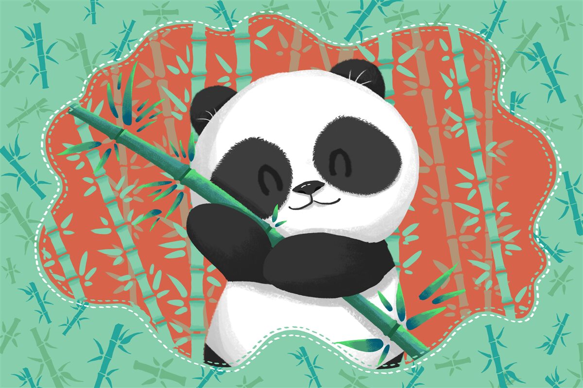 Fototapeta Panda przytula bambus