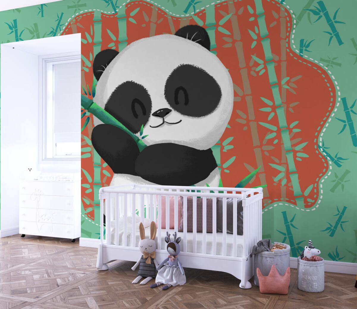 Fototapeta Panda przytula bambus