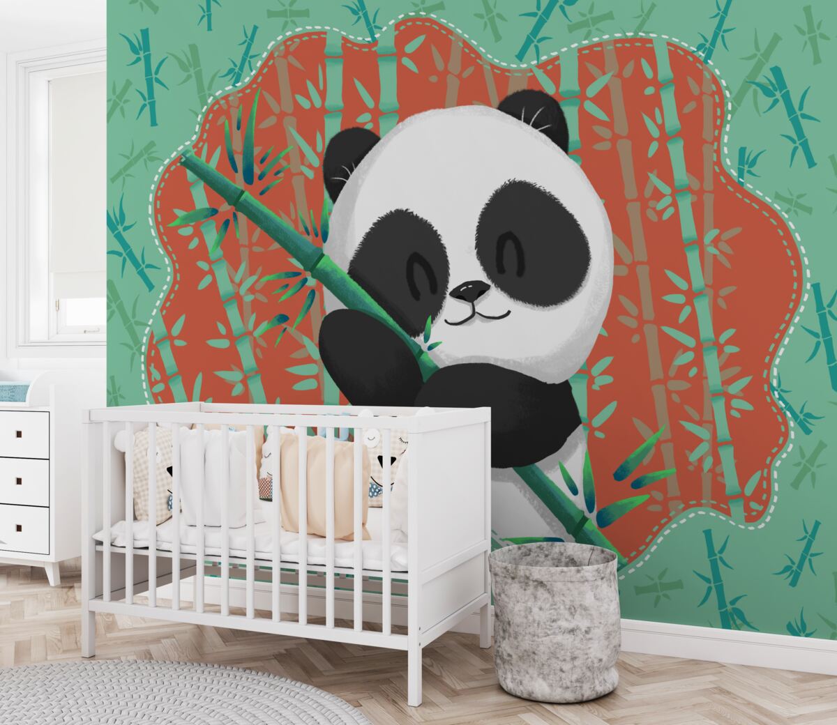 Fototapeta Panda przytula bambus