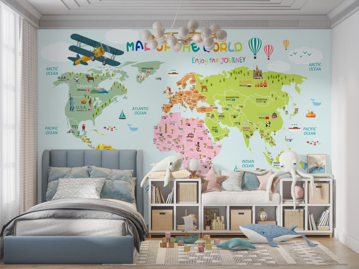 Fototapeta Mapa świata dla dzieci