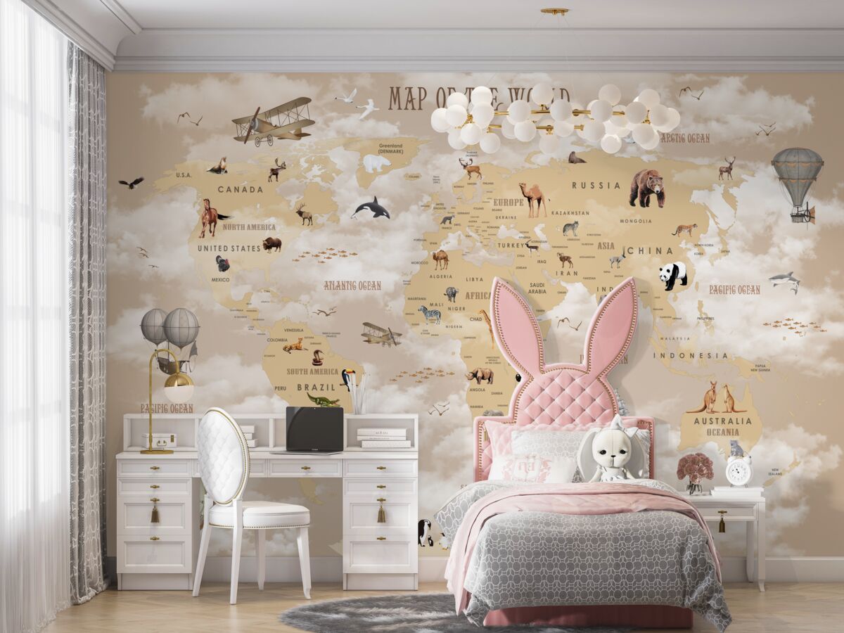 Fototapeta Brązowa mapa świata