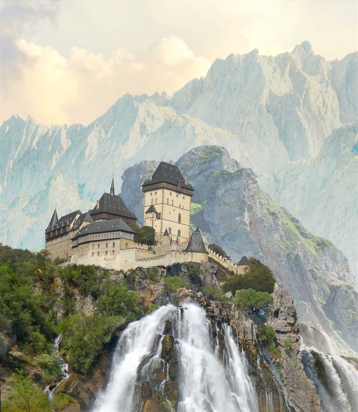 Fototapeta Zamek Karlštejn w górach