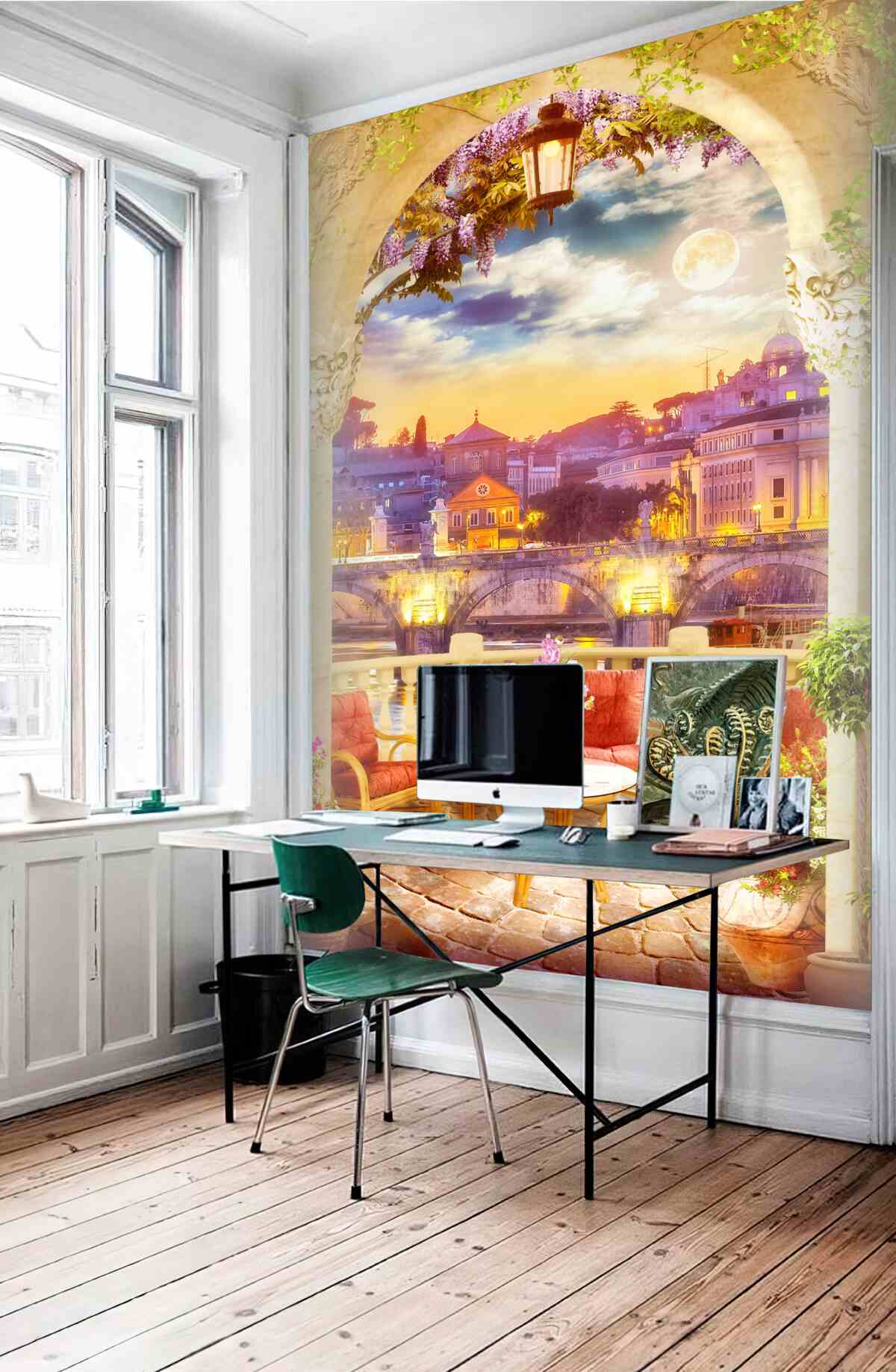Fototapeta balkon z krzesłem i stołem