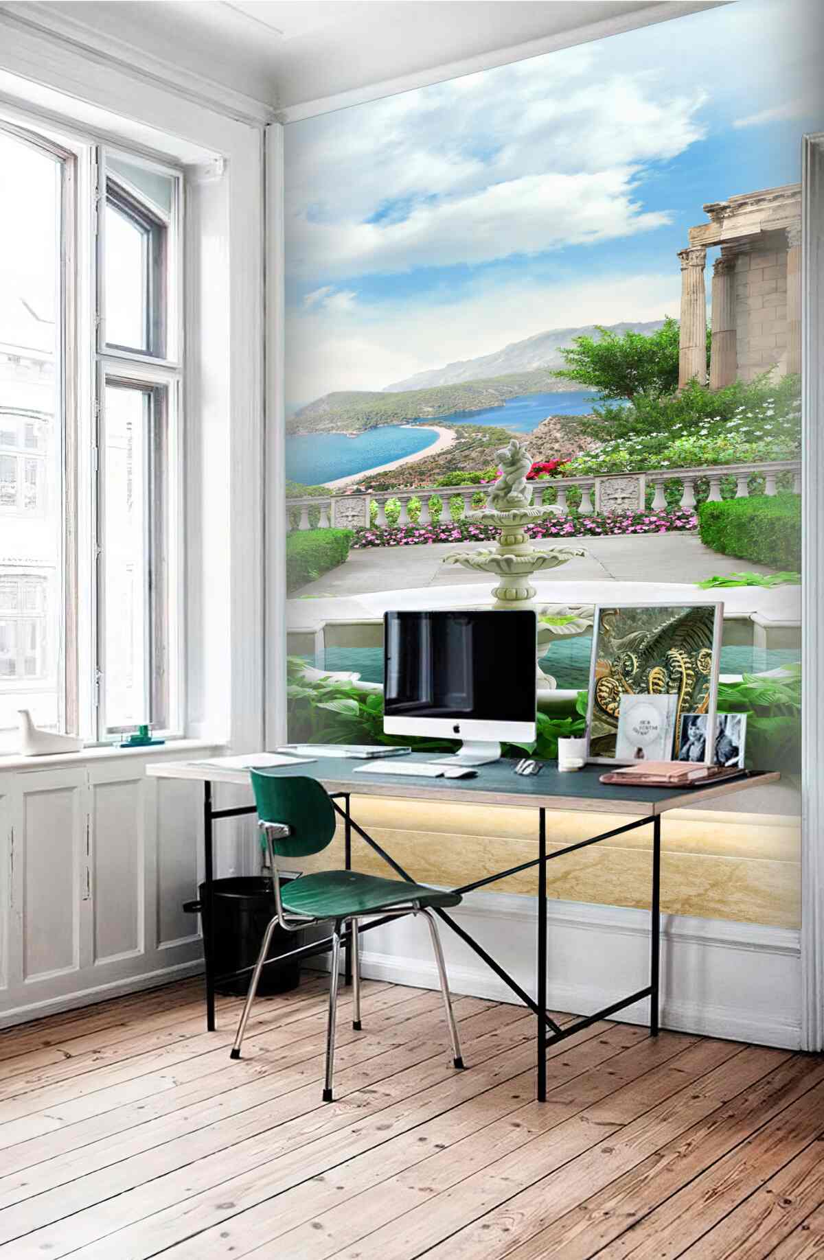 Fototapeta fontanna w ogrodzie