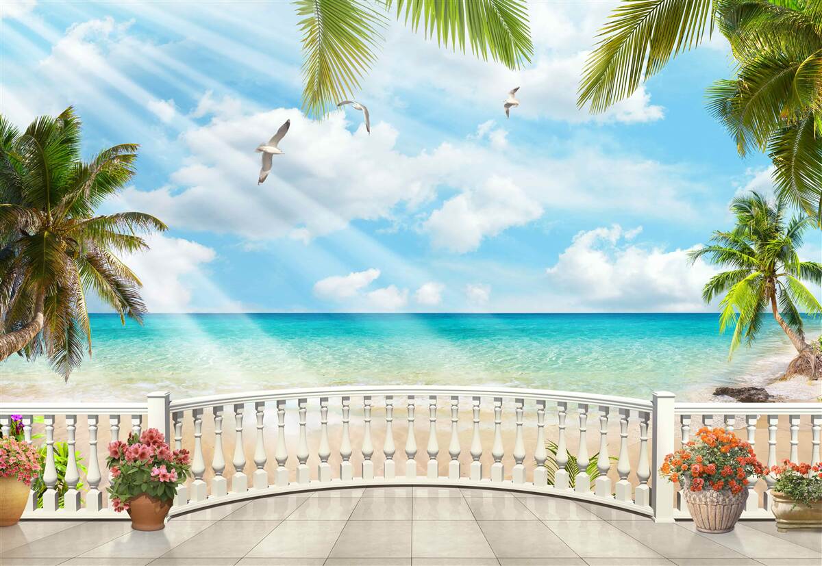Fototapeta balkon nad oceanem