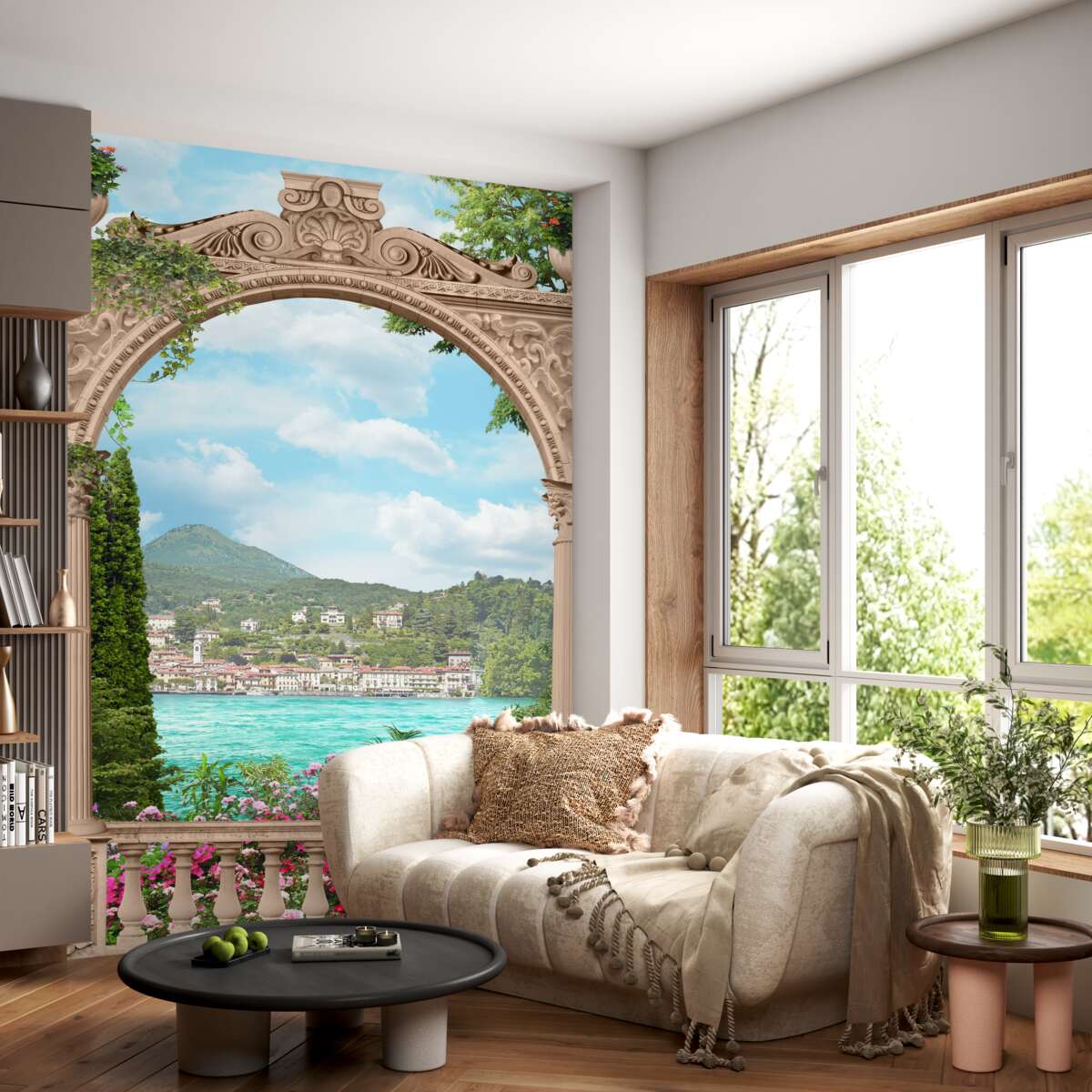 Fototapeta łukowaty balkon i piękny widok