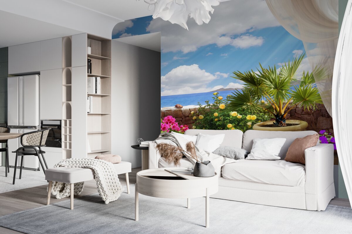 Fototapeta balkon pełen kwiatów doniczkowych