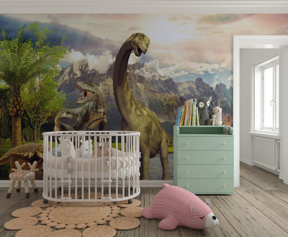 Fototapeta fantastyczne dinozaury nad wodą