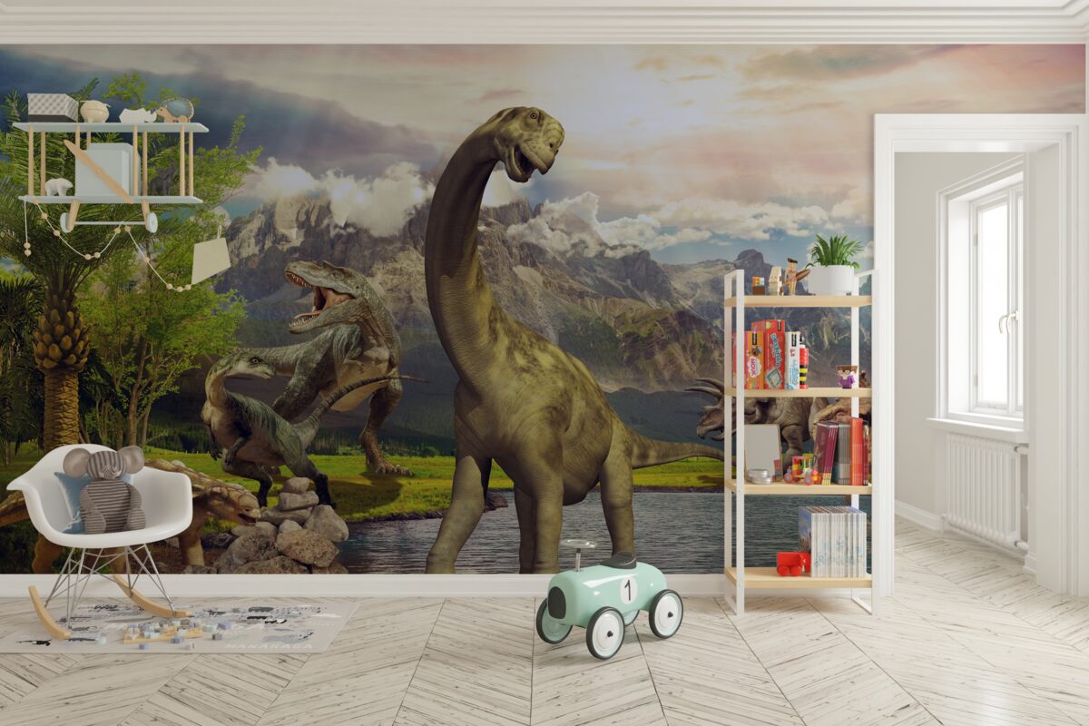 Fototapeta fantastyczne dinozaury nad wodą