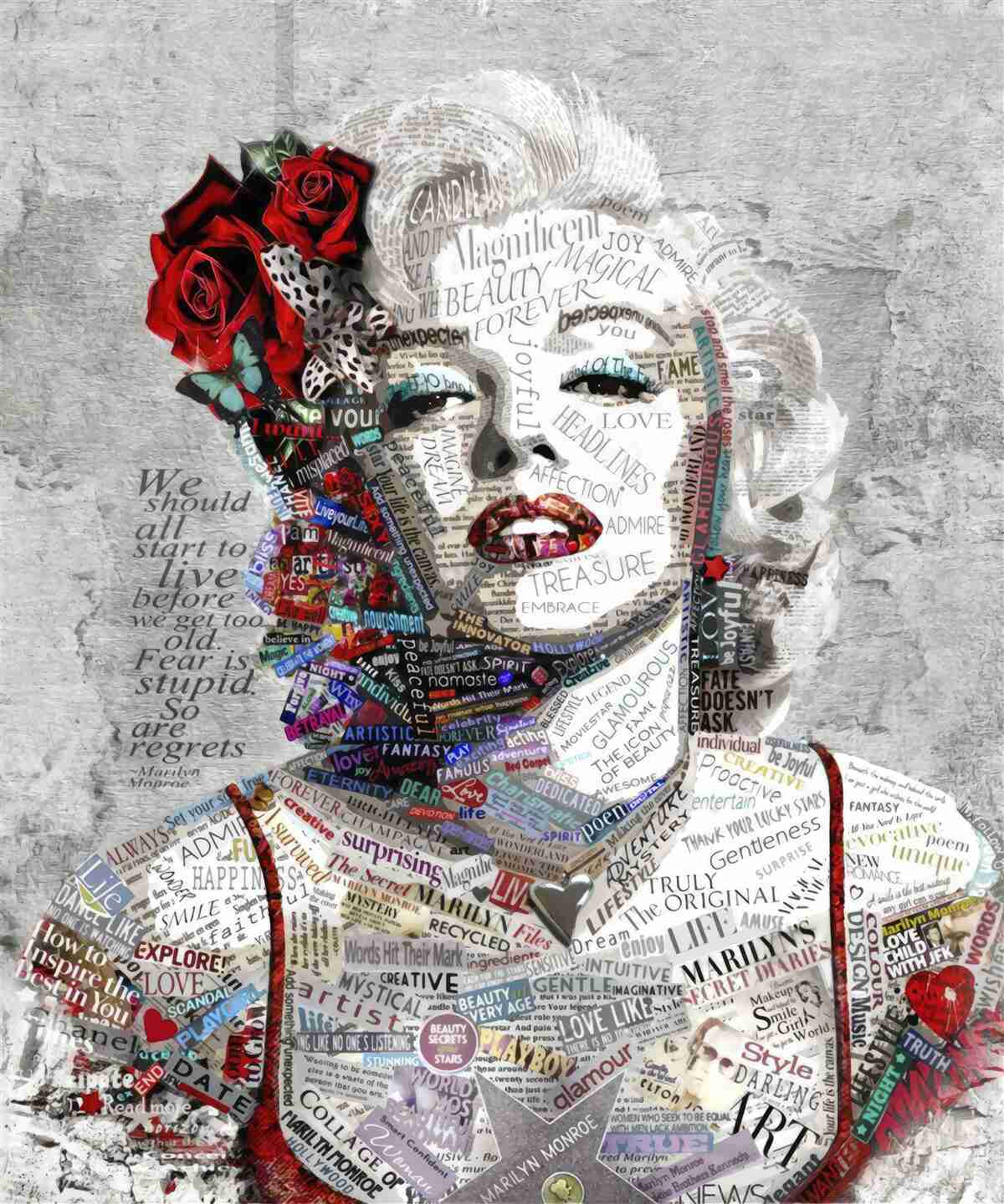 Fototapeta Marilyn Monroe z czerwonymi różami we włosach