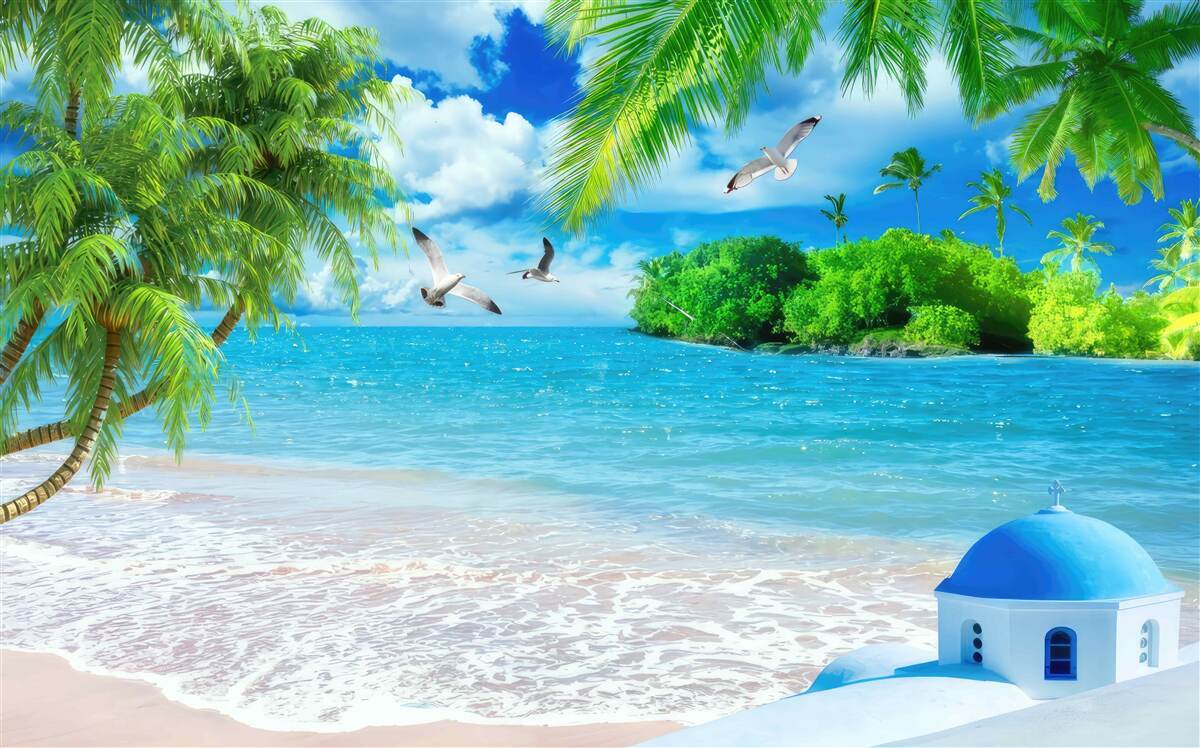 Fototapeta kościół na plaży