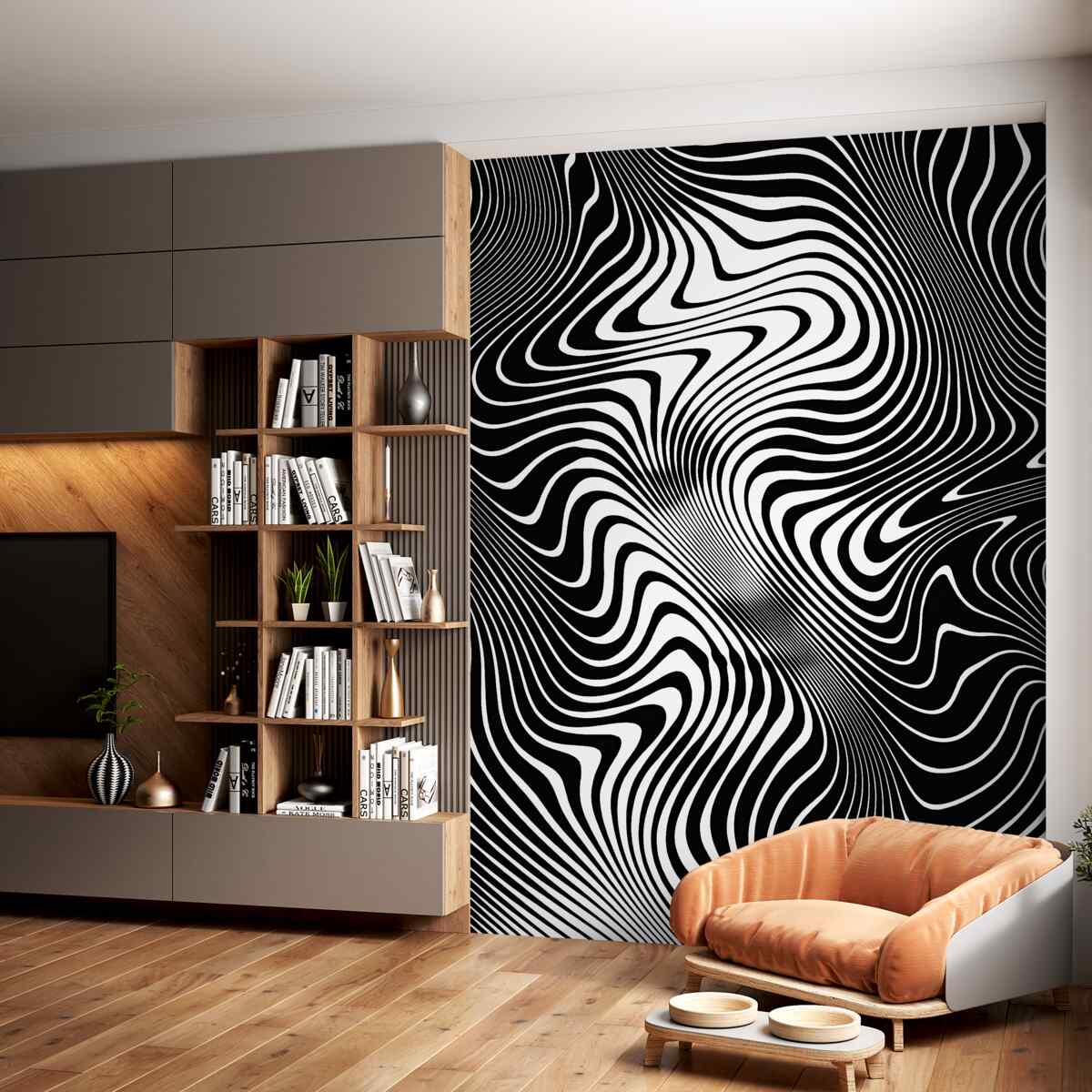 Fototapeta portret dziewczyny pod abstrakcyjnymi liniami