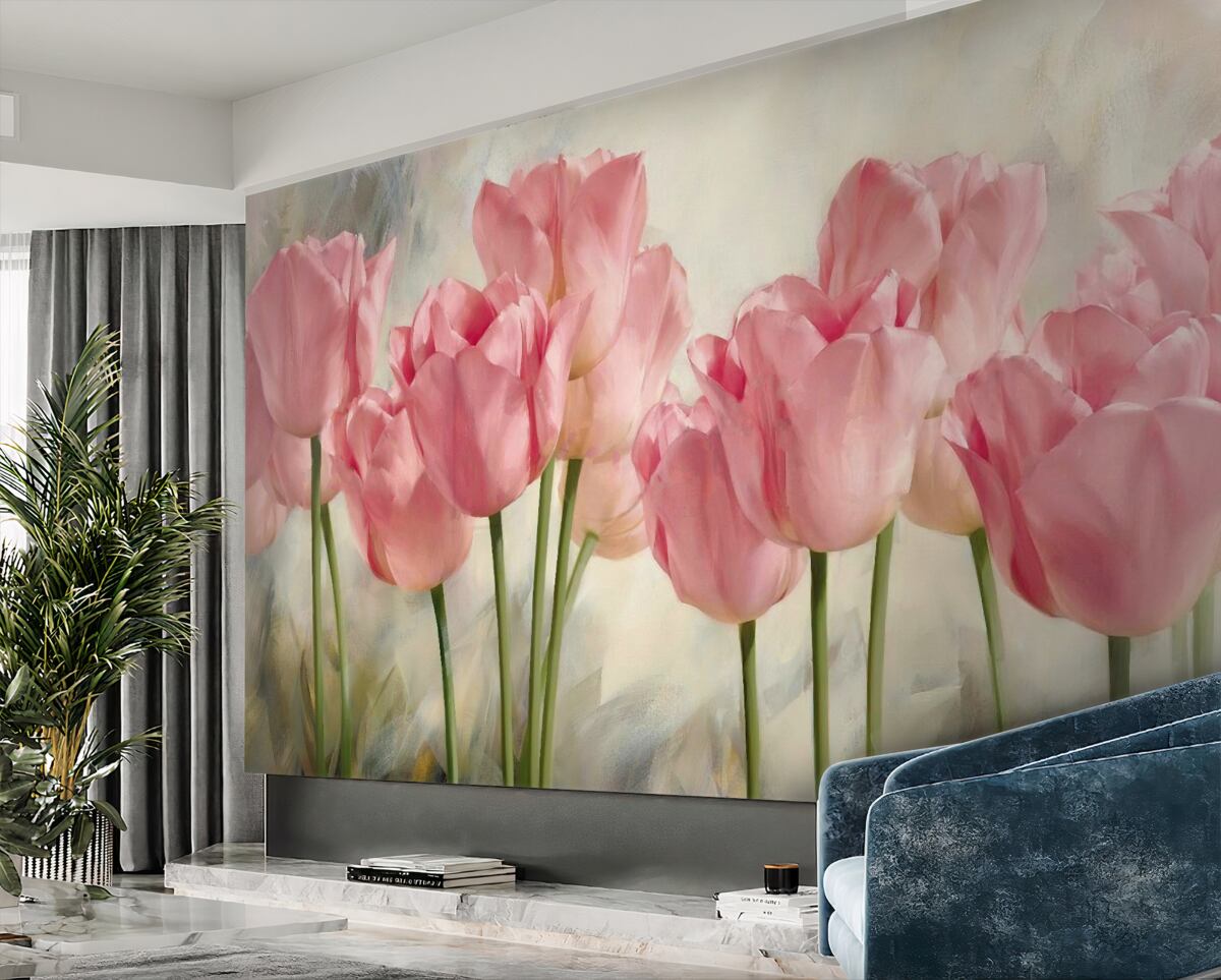 Fototapeta różowe tulipany otwierające się