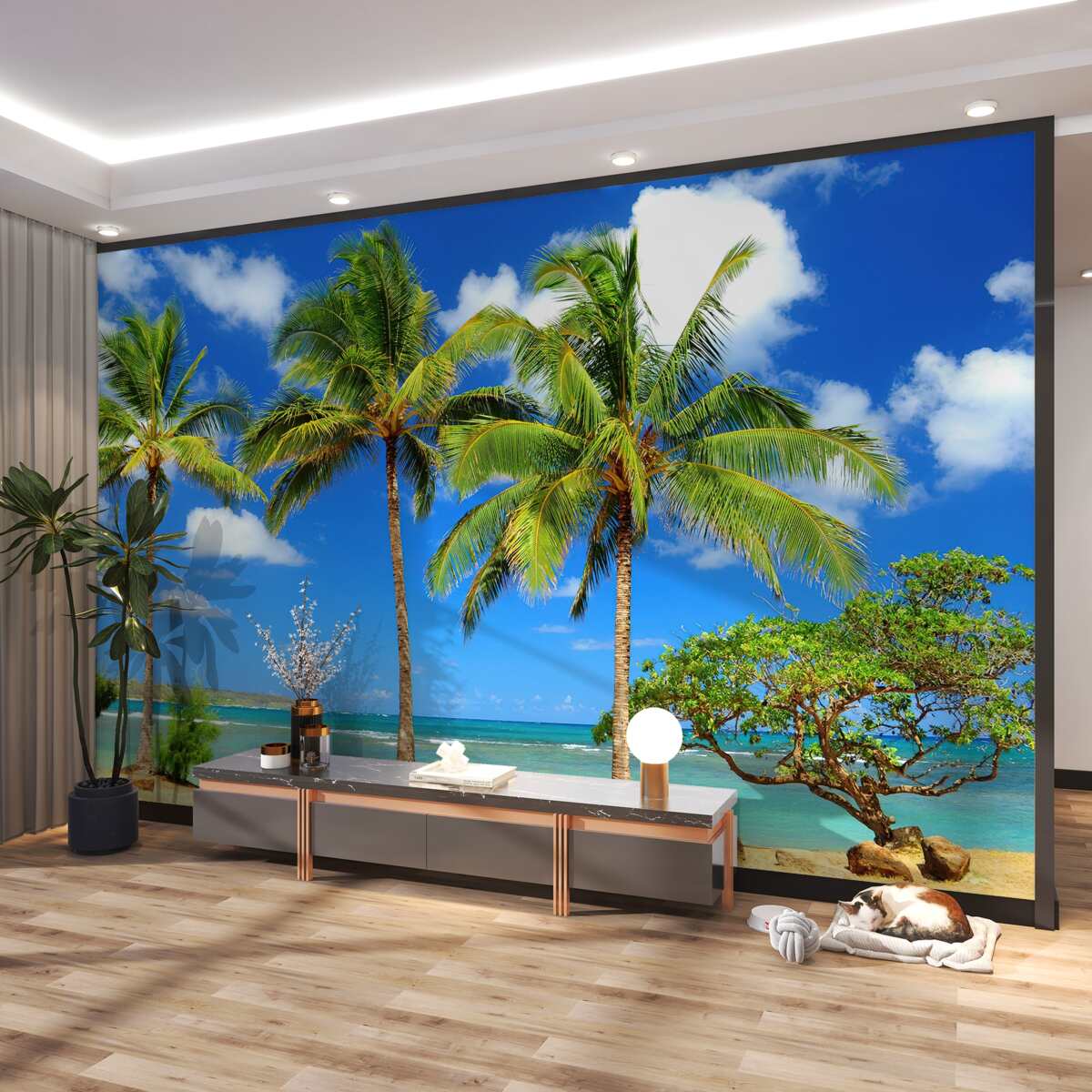 Fototapeta palmy na piaszczystej plaży