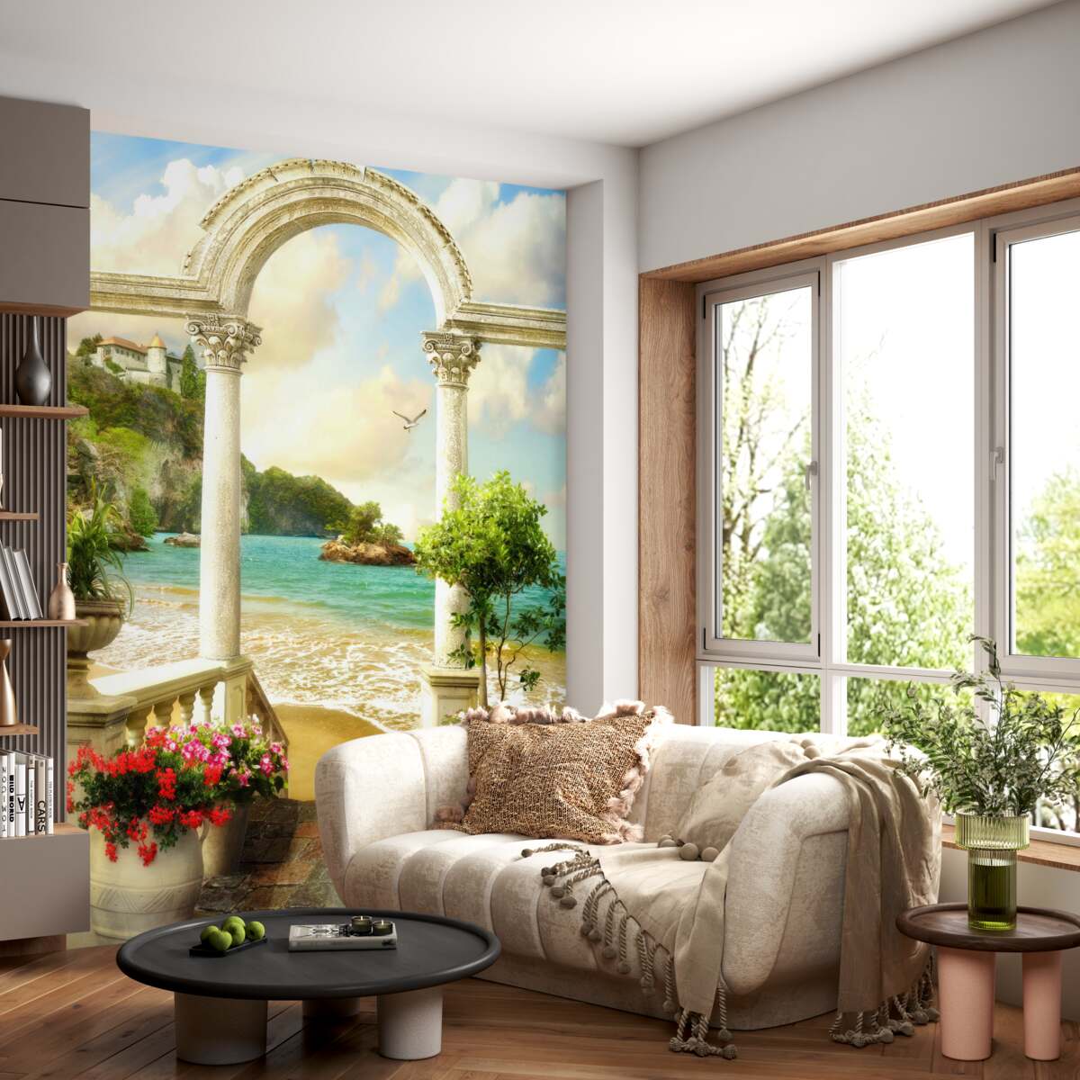 Fototapeta kolumna na piaszczystej plaży