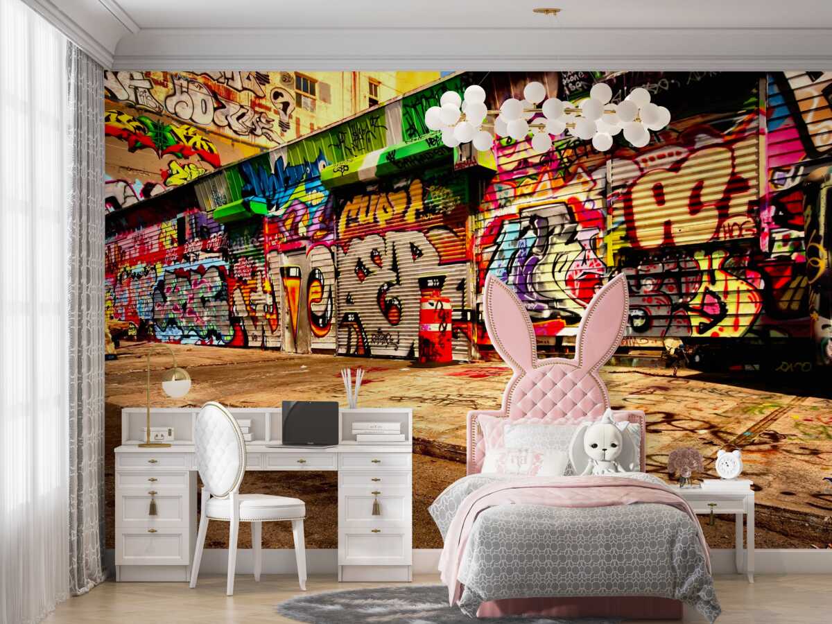 Fototapeta Domy uliczne pomalowane graffiti