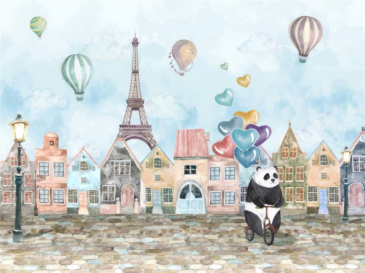 Fototapeta Panda na rowerze w Paryżu