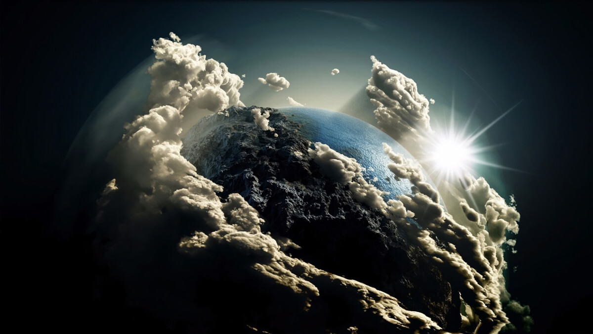 Fototapeta Chmury przytulają planetę