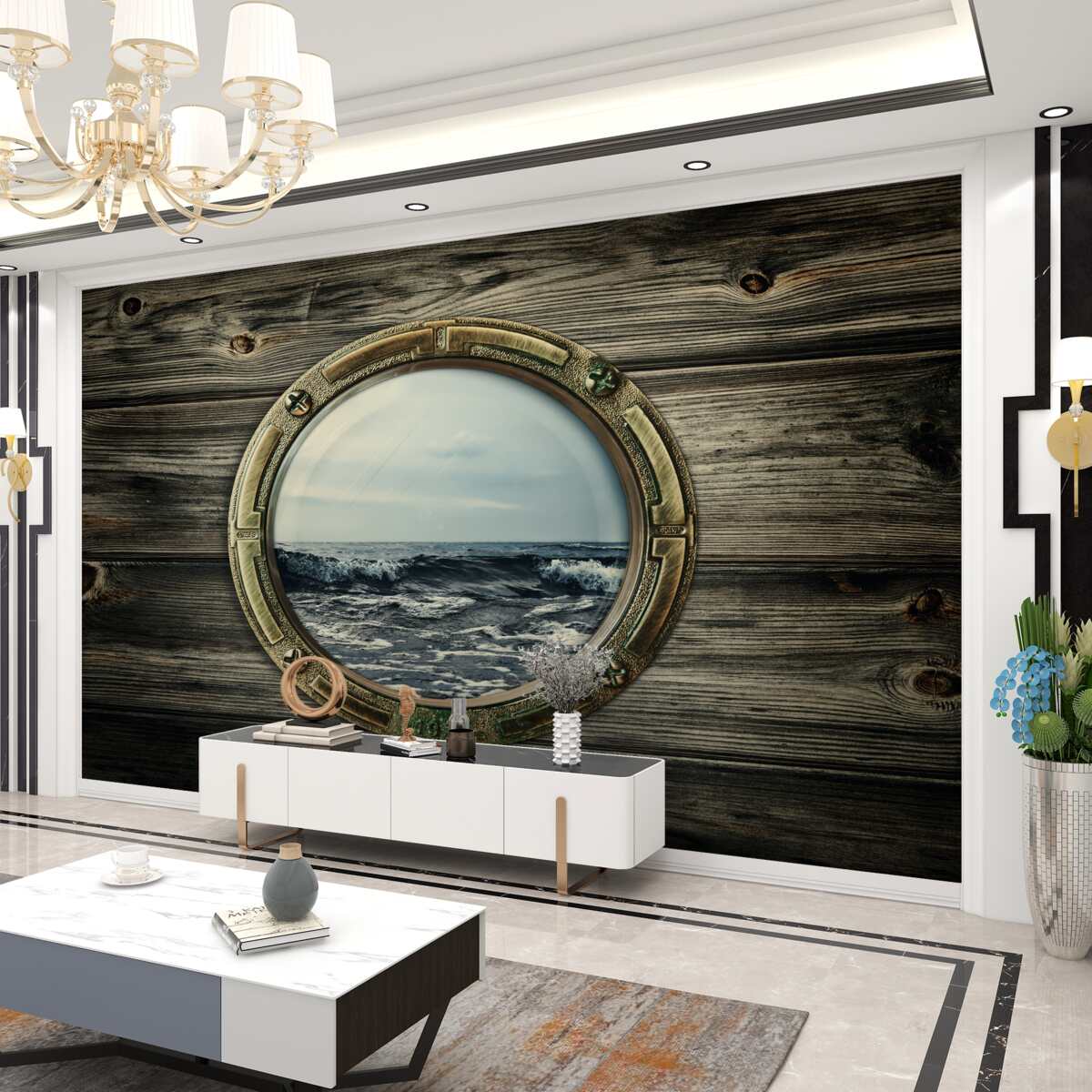 Fototapeta widok na ocean z okna kabiny