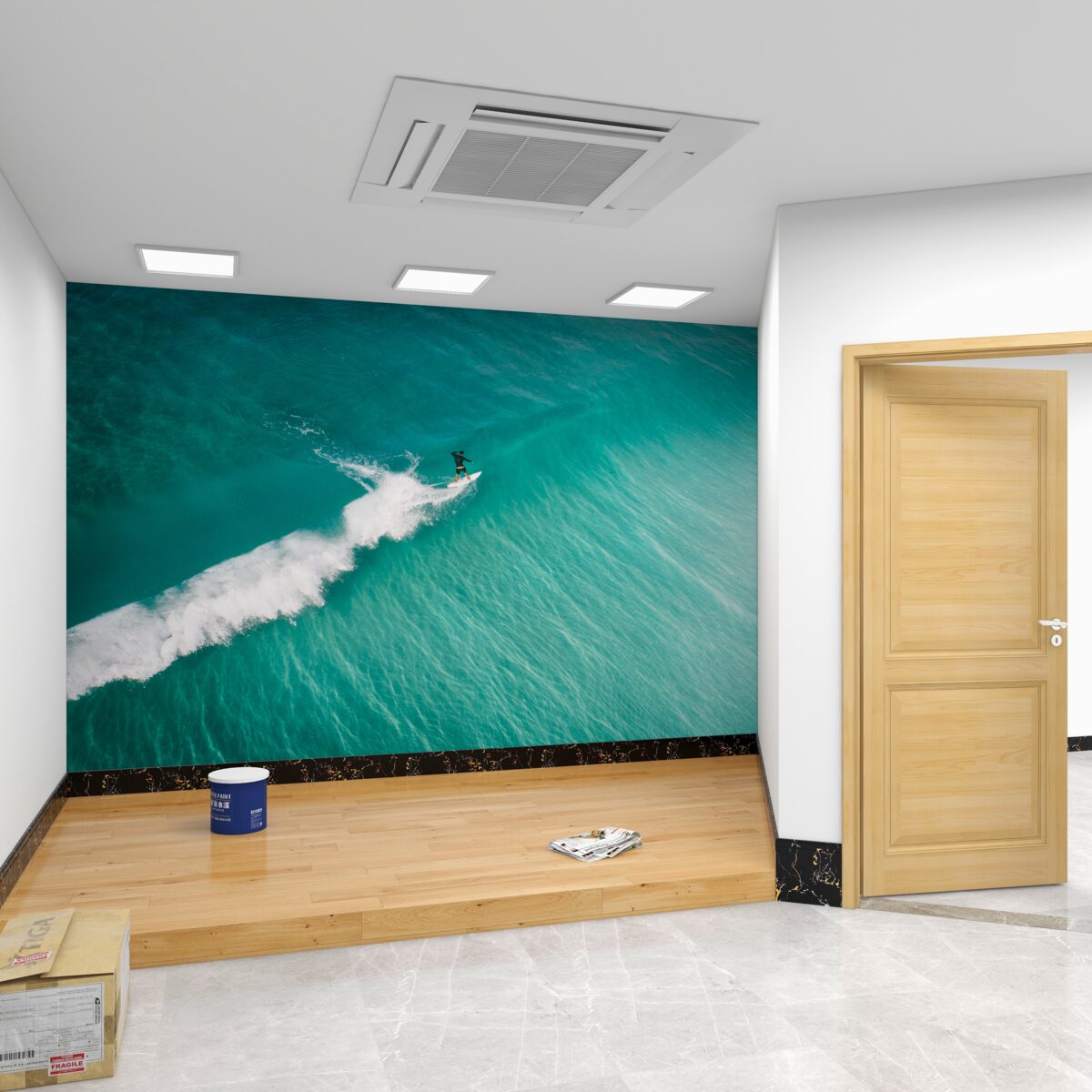 Fototapeta samotny surfer w oceanie