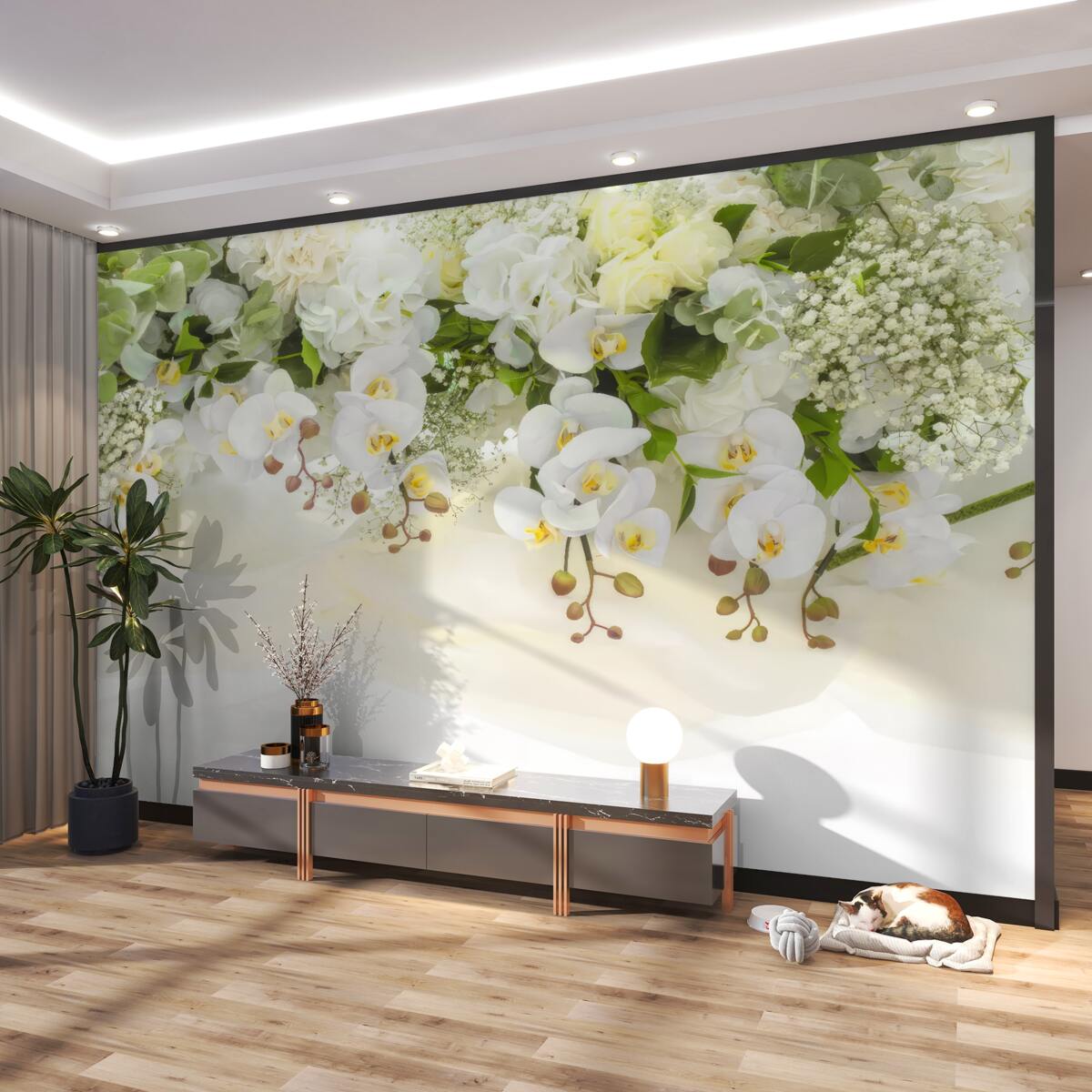Fototapeta Wiszące białe orchidee