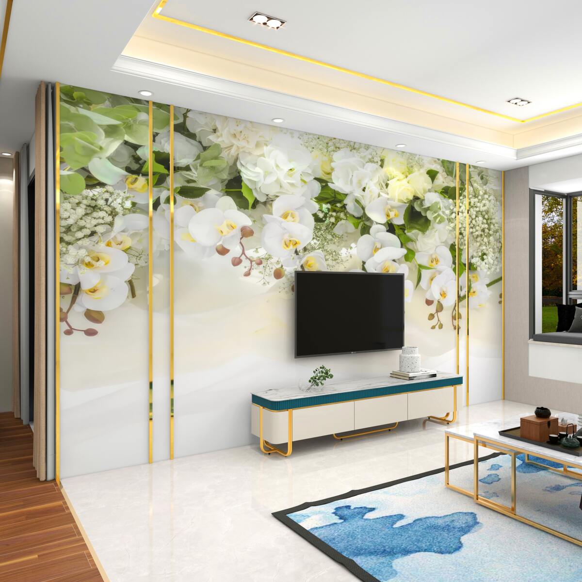 Fototapeta Wiszące białe orchidee