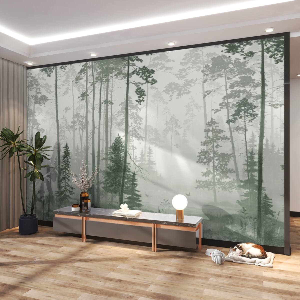 Fototapeta Niedźwiedzie w mglistym lesie