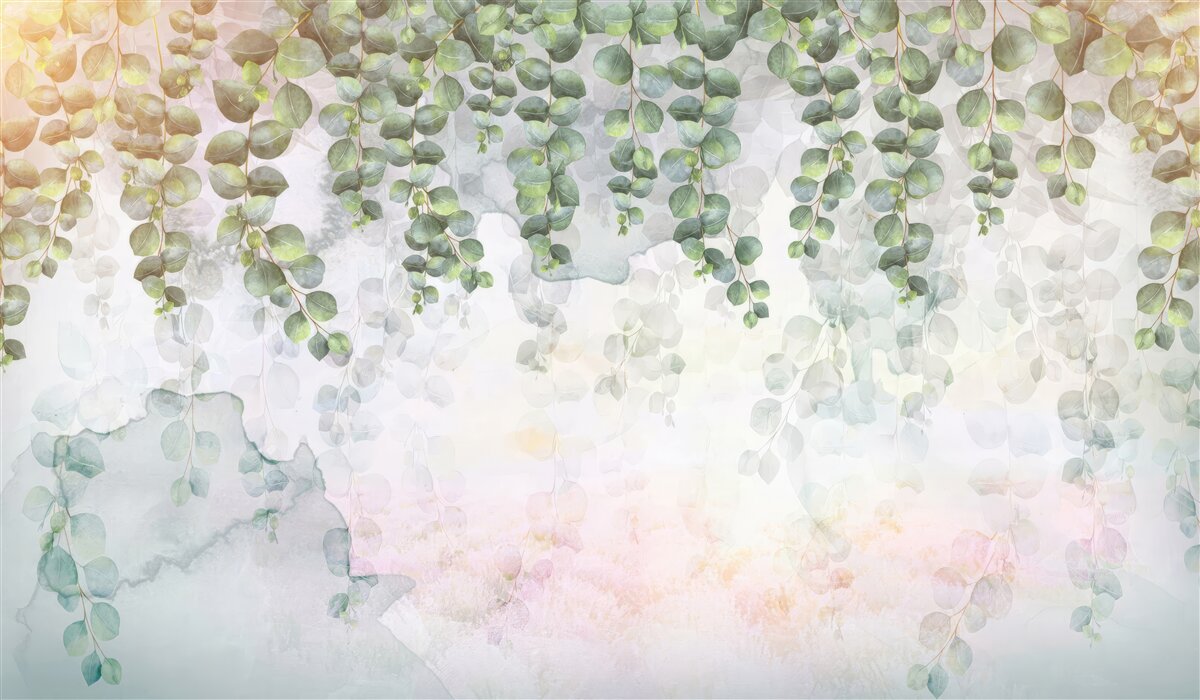 Fototapeta Zawieś gałązki z zielonymi liśćmi