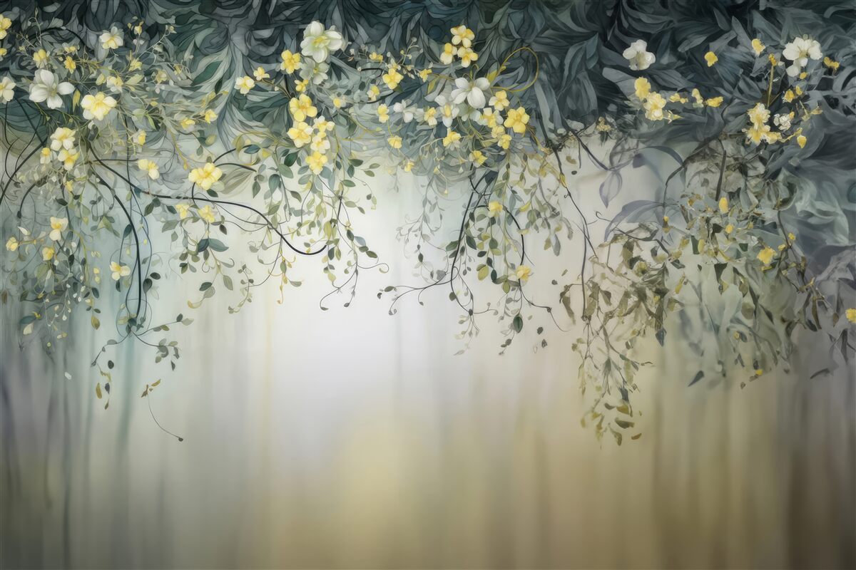 Fototapeta Wiszące zielone rośliny z żółtymi kwiatami