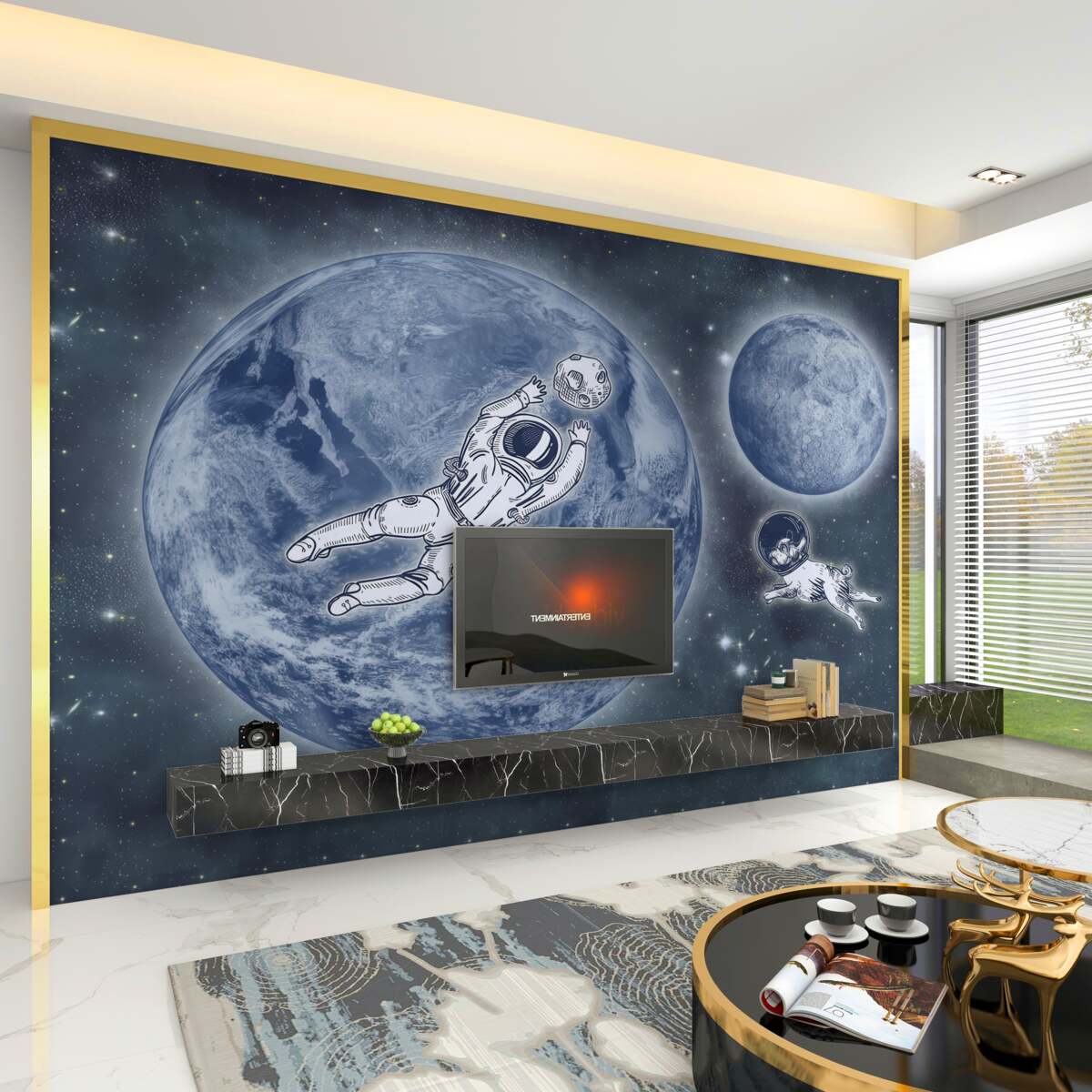 Fototapeta Astronauta z psem w kosmosie