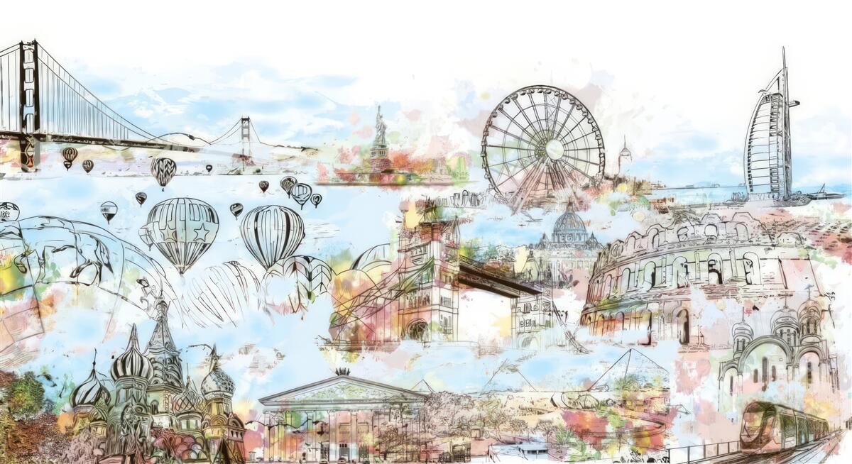 Fototapeta Sylwetki różnych zabytków