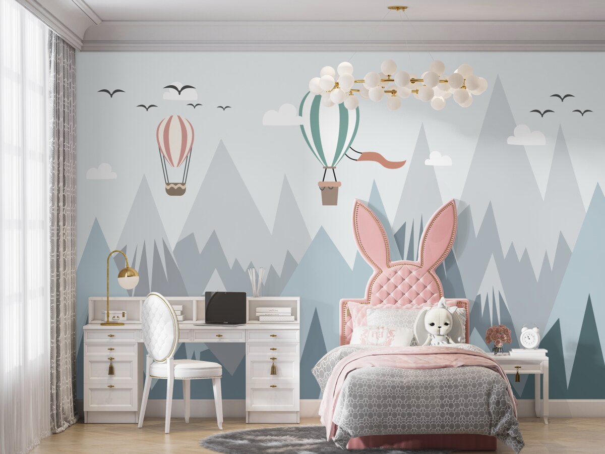 Fototapeta Balony na ogrzane powietrze latają nad górami